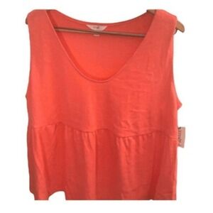 Terra & Sky Coral Peplum Tank Top Comfy Summer Shirt Women's Plus 4X‎ (28W-30W)